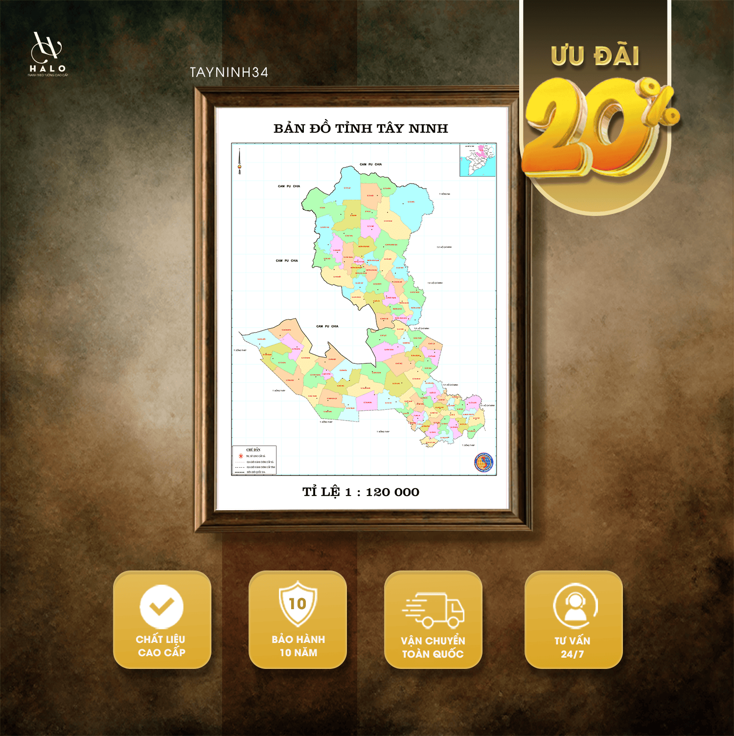 Latest Map of Tay Ninh Province - TAYNINH34