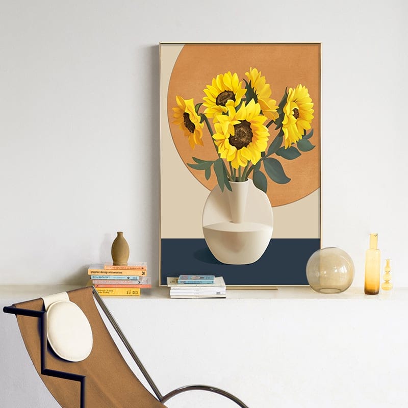 Painting of a Vase of Sunflowers