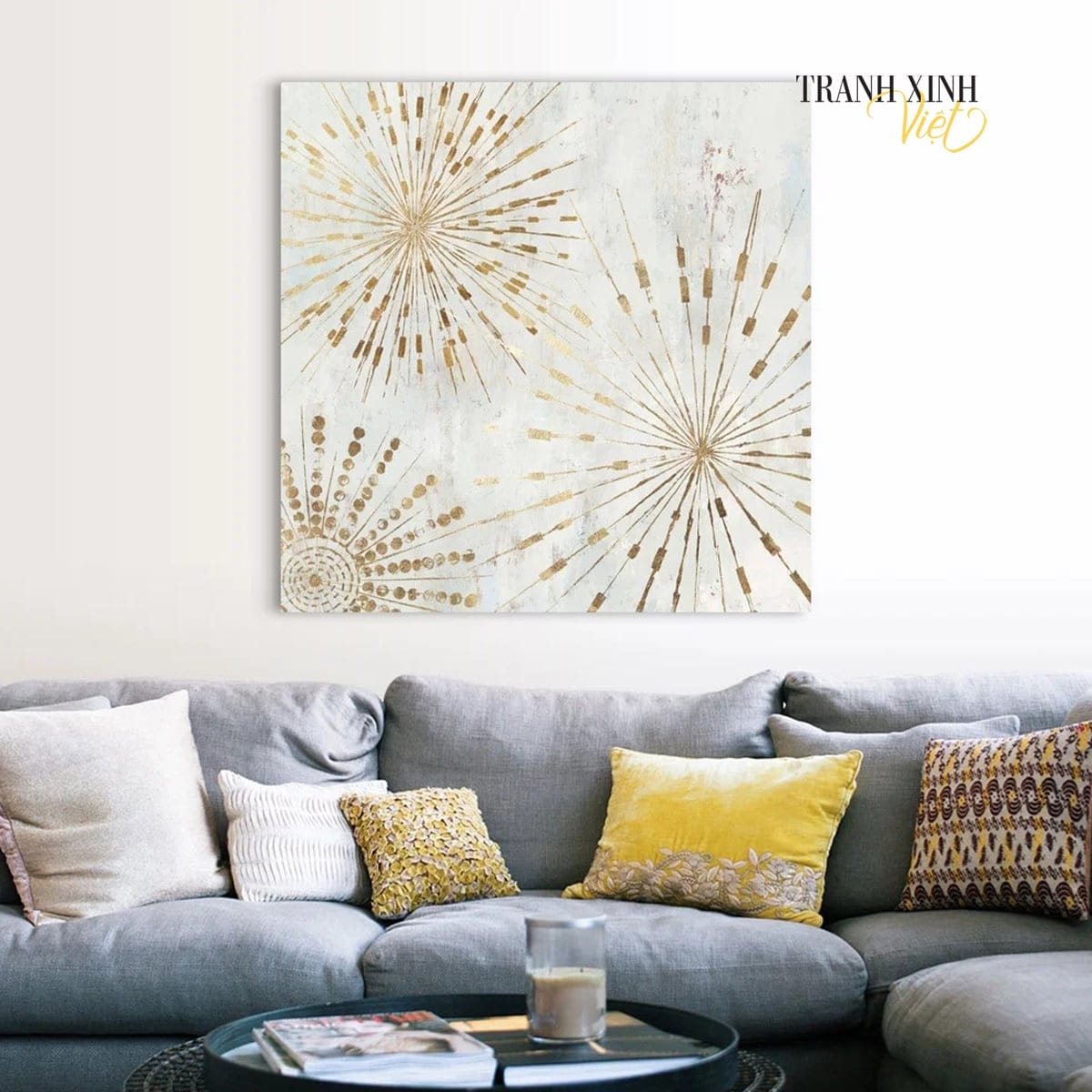 Dandelion Painting with Gold Glitter
