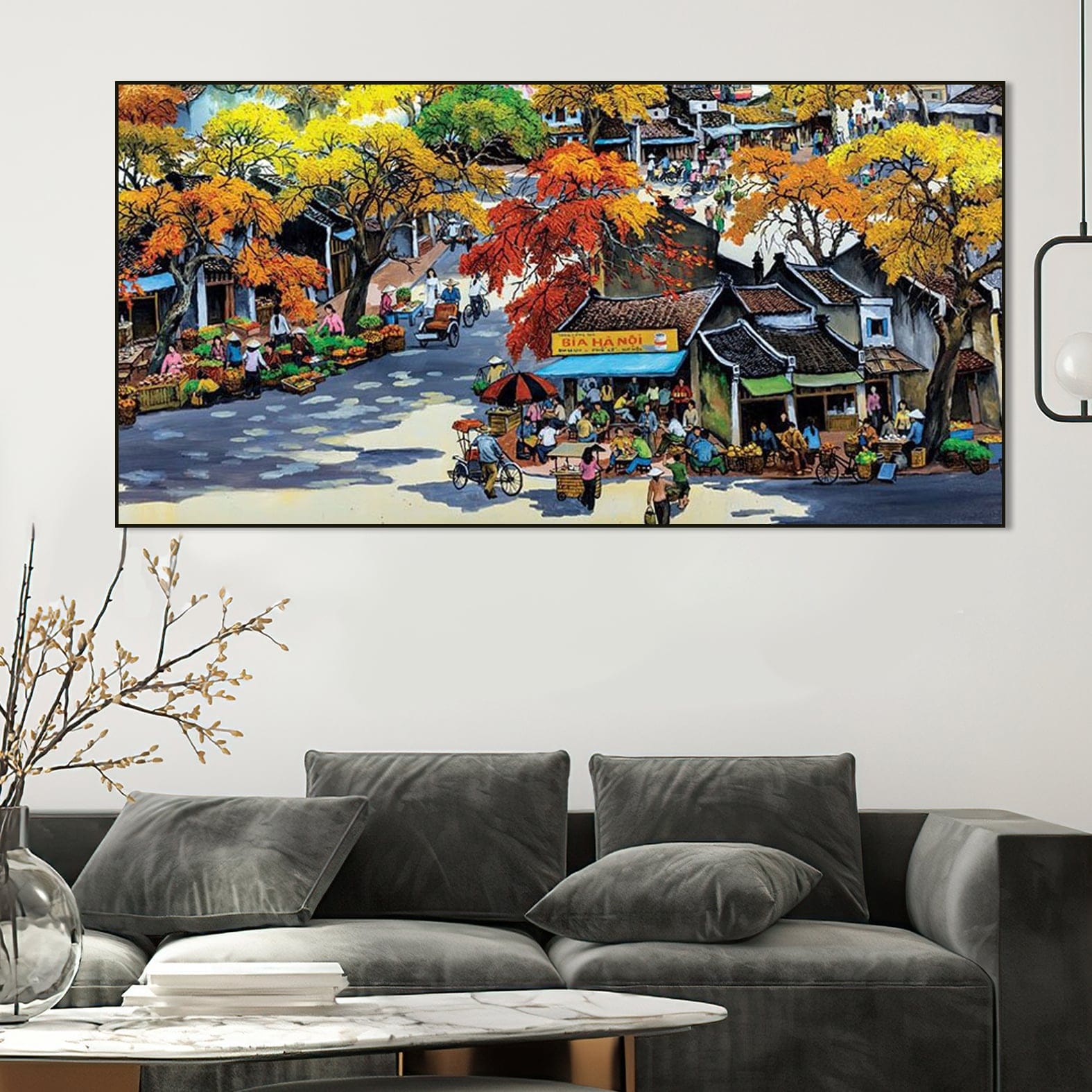 Tranh Chợ Hà Nội Xưa