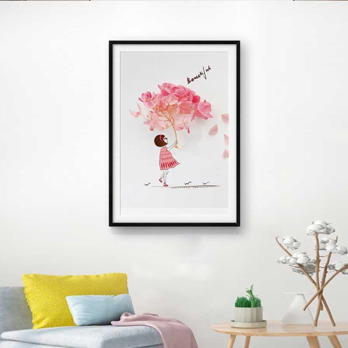Painting of a Little Girl Holding Flowers
