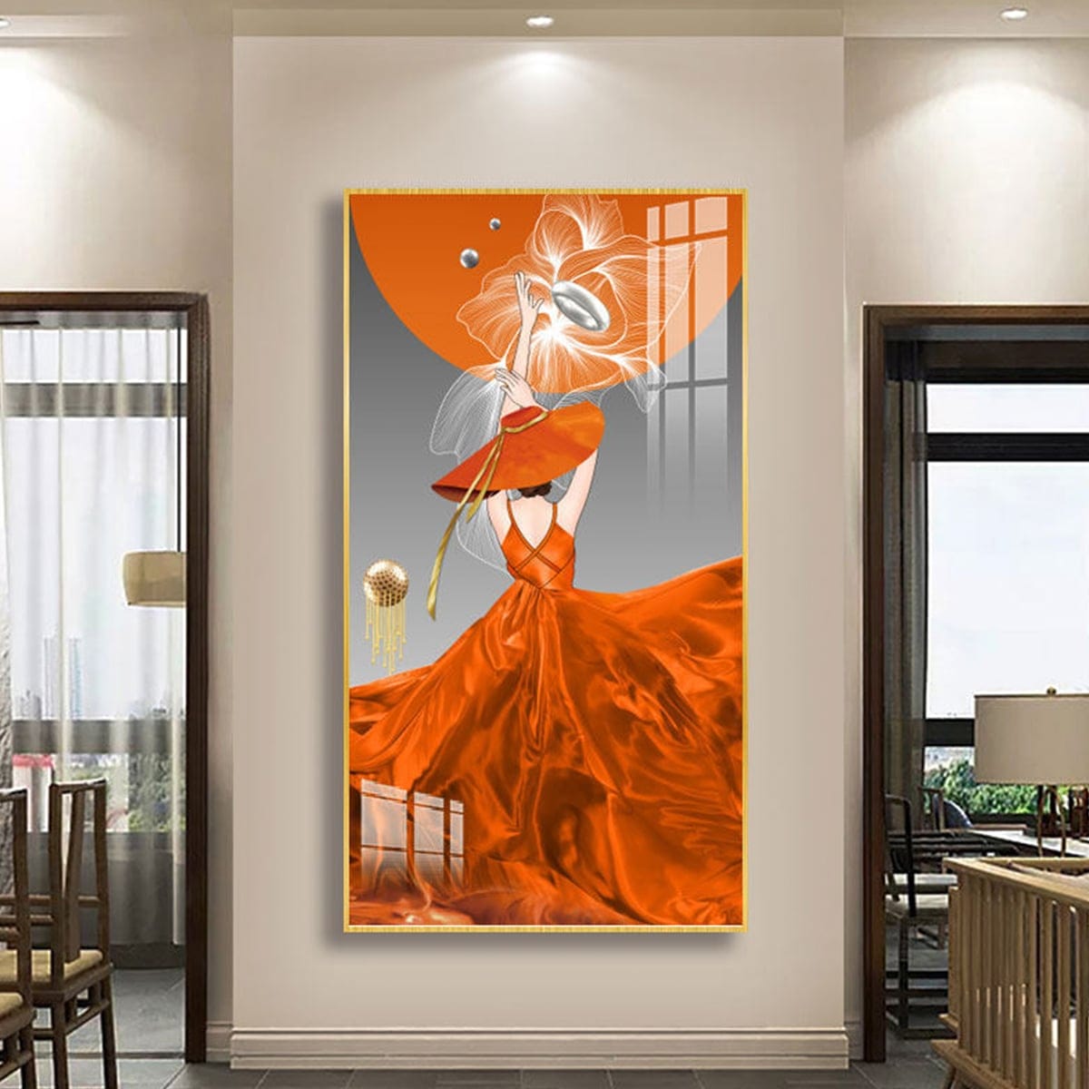 Tranh Cô Gái Cầm Hoa