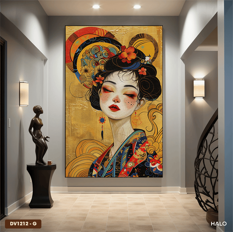 Gold-Plated Japanese Girl Painting - DV1212