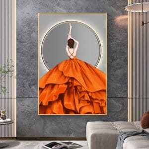 Painting of a Girl in an Orange Dress