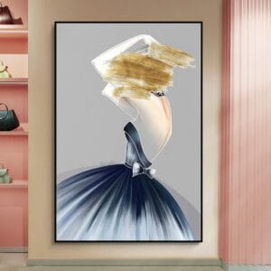 Painting of a Girl in a Blue Dress