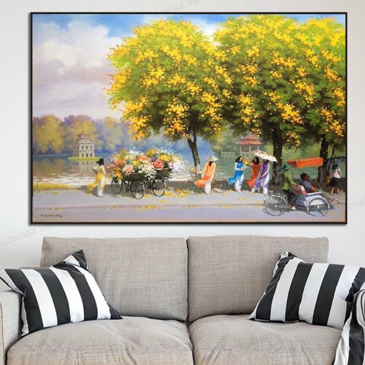 Tranh Dáng Em Bên Hồ Gươm