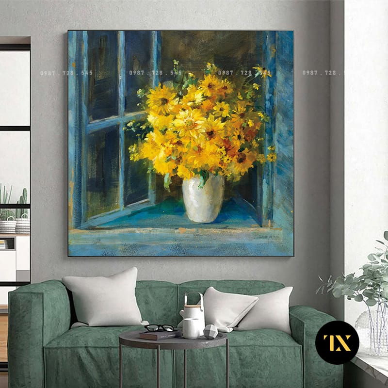 Painting of Flowers by the Window