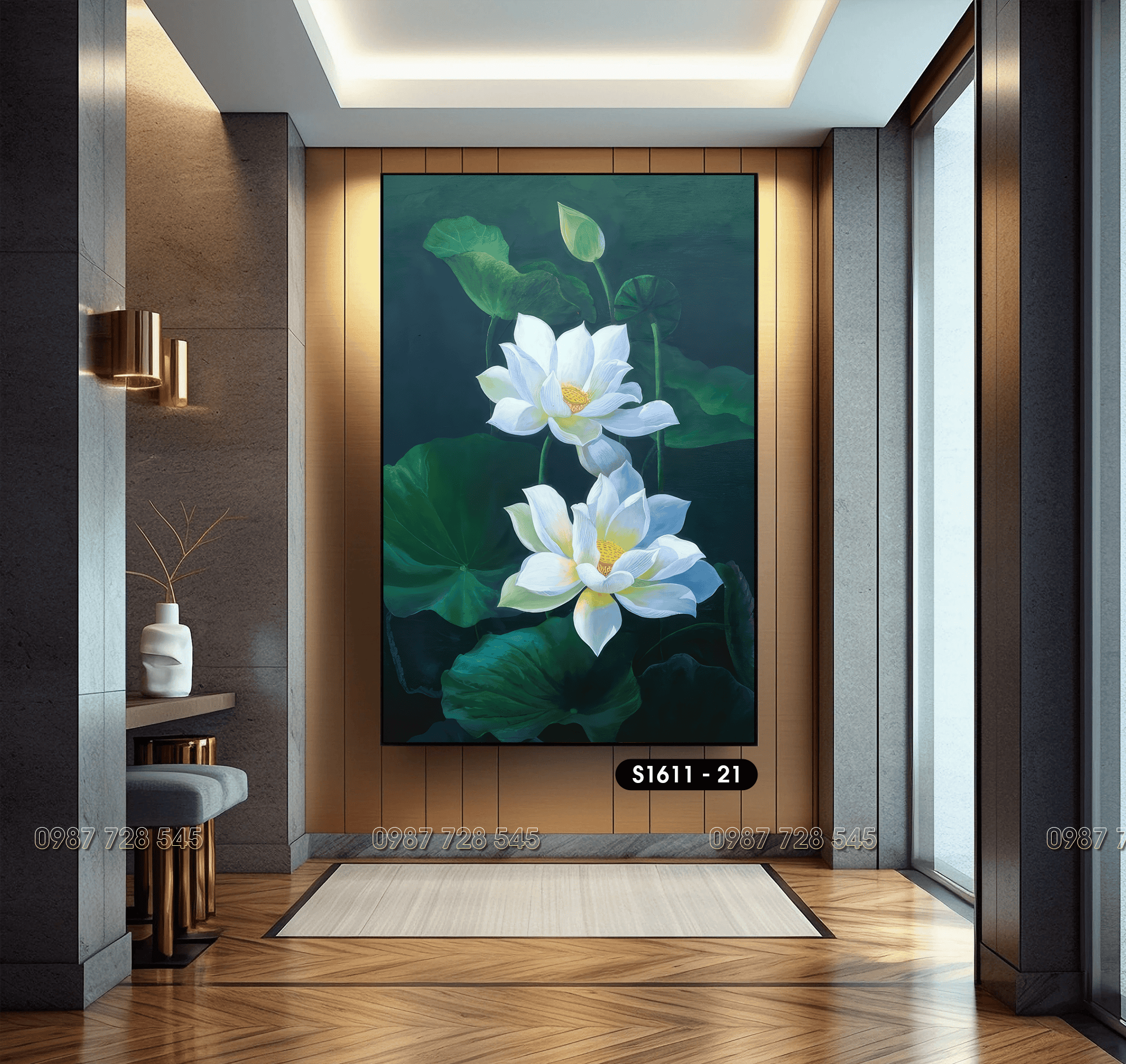 Tranh Hoa Sen Trang Trí Phòng Khách - S1611 - 21