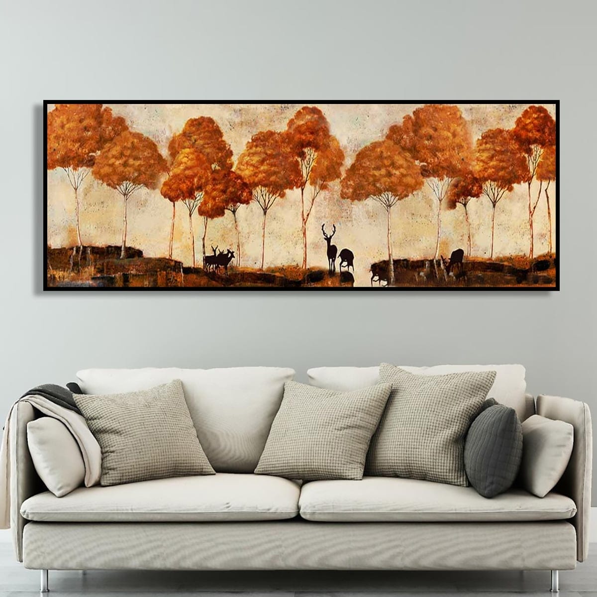 Painting of Deer and Autumn Forest