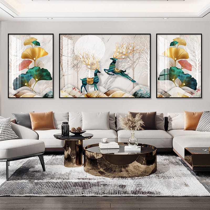 Tranh Lá Bạch Quả và Hươu