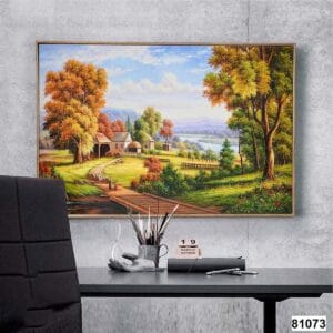 Painting of a Small Village in Autumn