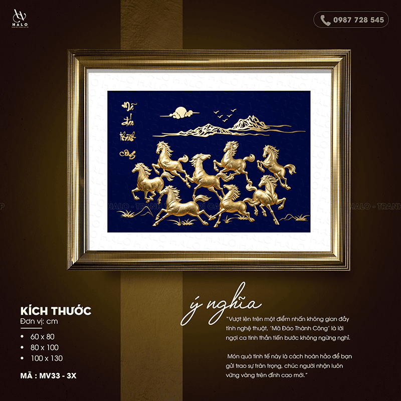 Tranh Mã Đáo Ánh Kim In Nổi - MV33