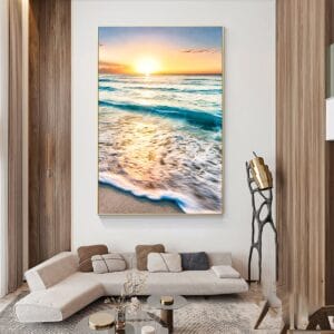 Painting of Waves Crashing at Dawn