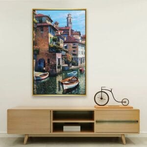 Painting of a Boat on the River