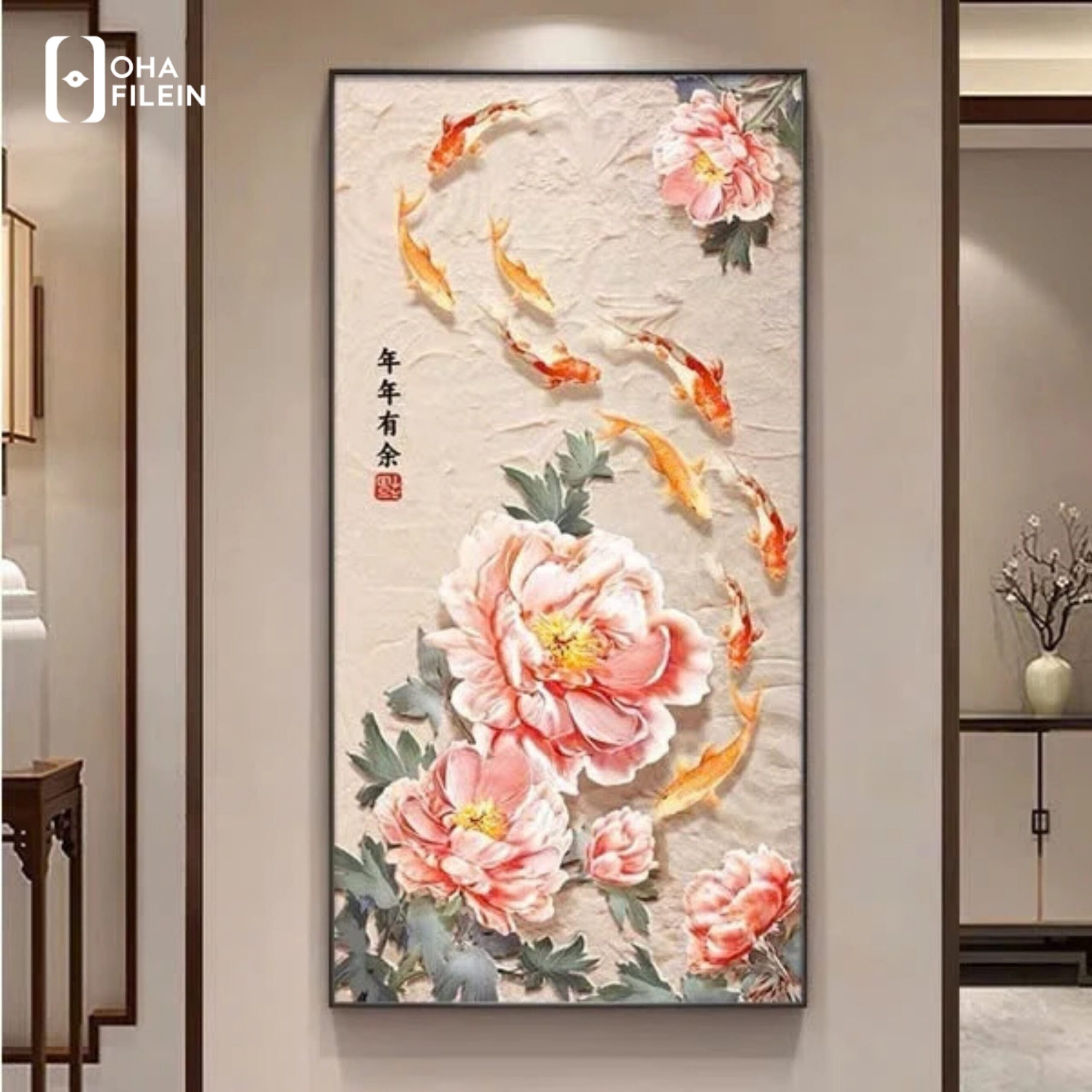Tranh cá chép vượt vũ môn Sơn La