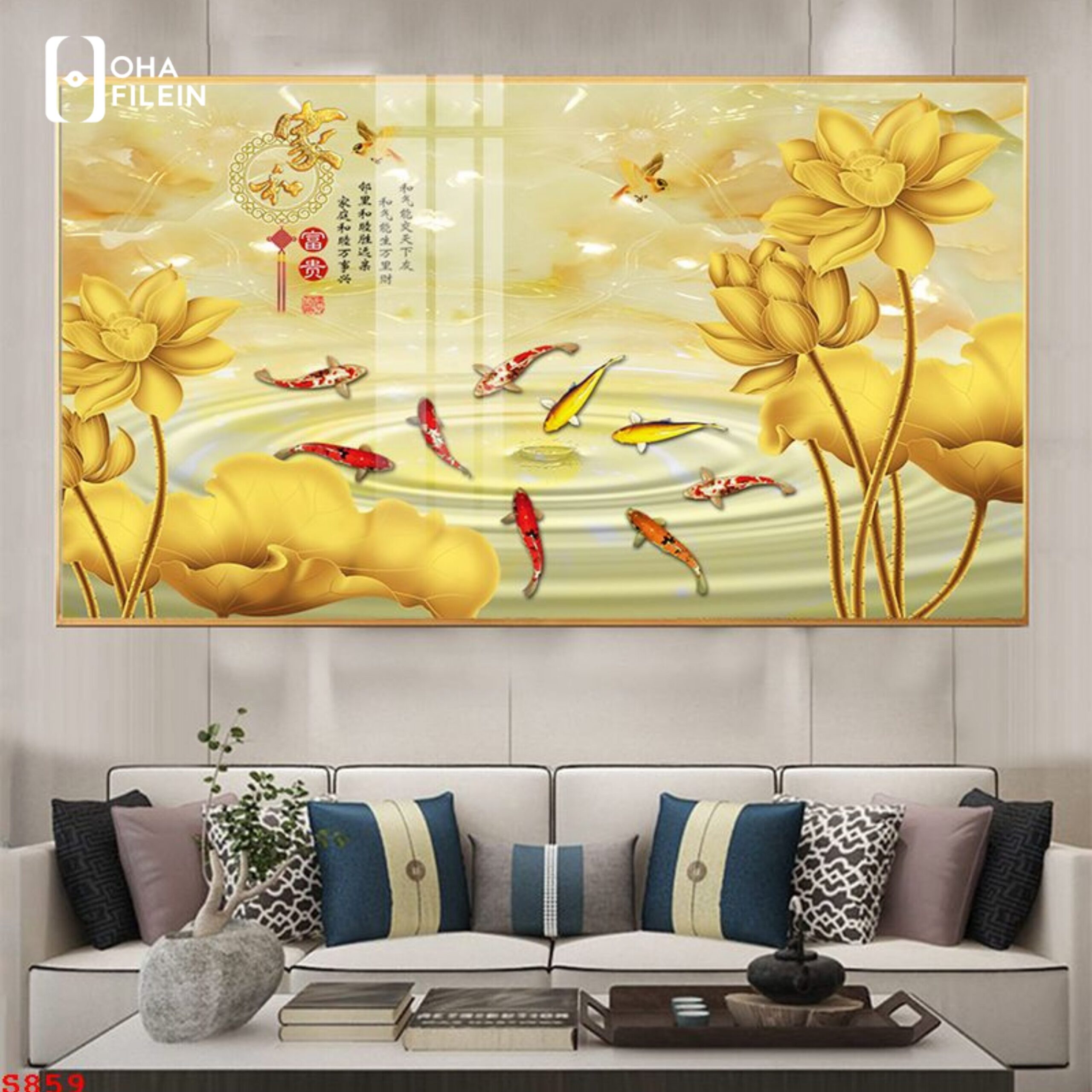 Tranh cửu ngư quần hội phòng khách Nam Định