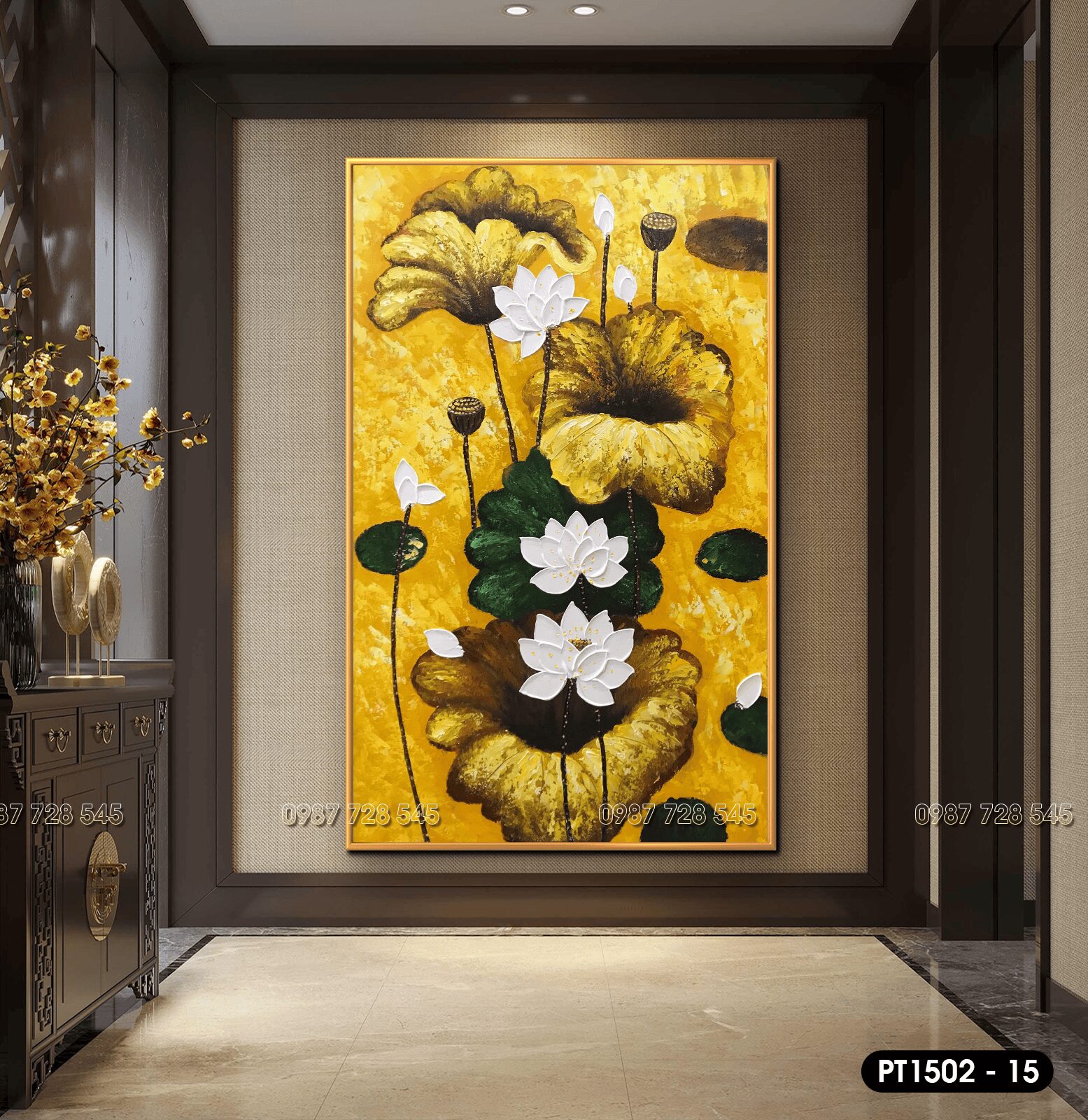 Lotus Flower Painting for Altar Room Decoration - PT1502 - 15