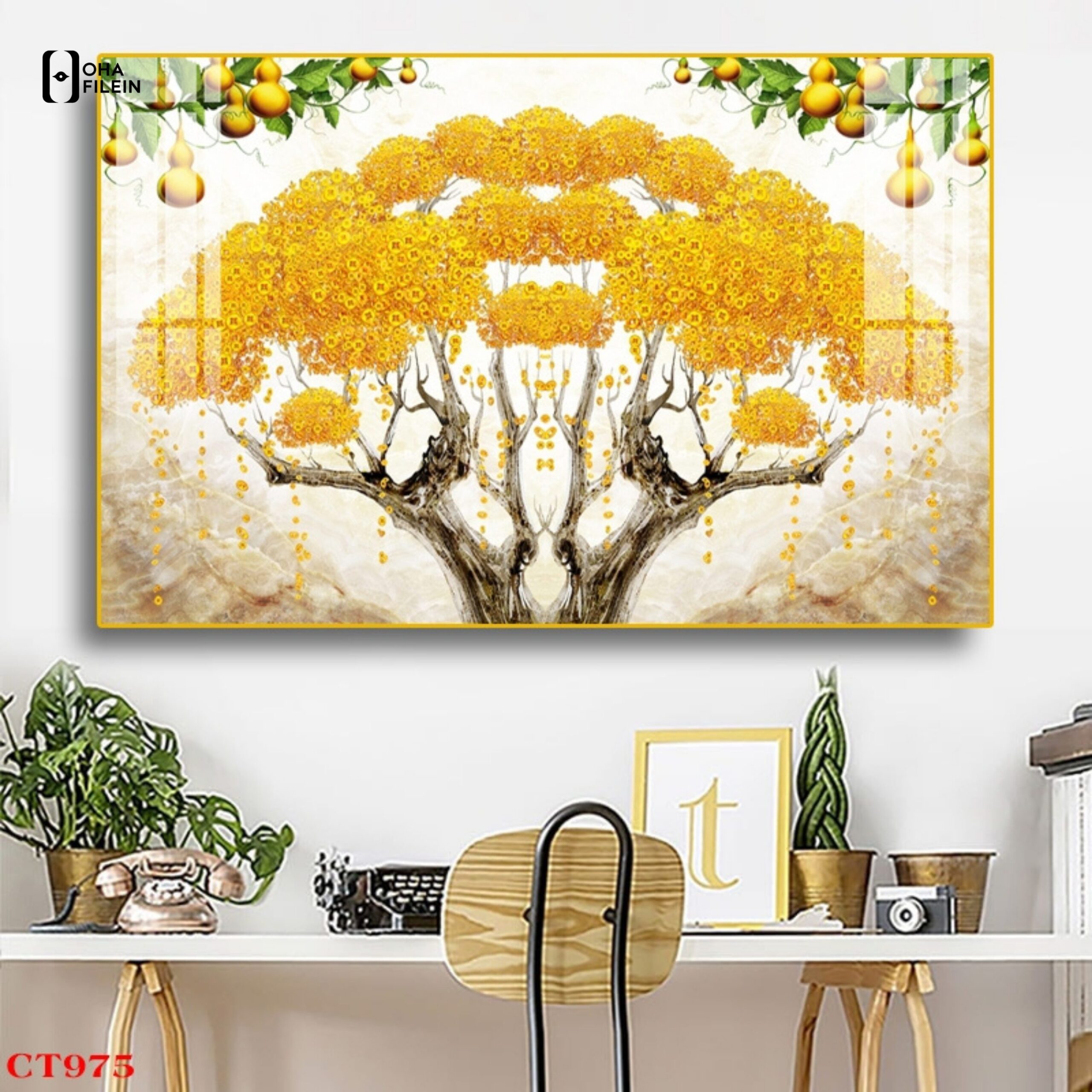 Tranh cây kim tiền tráng gương Vĩnh Phúc
